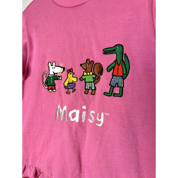 1990s Maisy Mouse Pink Cartoon Nick Jr Ruffle Hem Novelty Sweatshirt Girls 6x - Picture 2 of 7